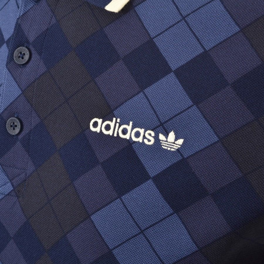 Alternative Image for Productadidas Originals Argyle Polo T Shirt Navy3